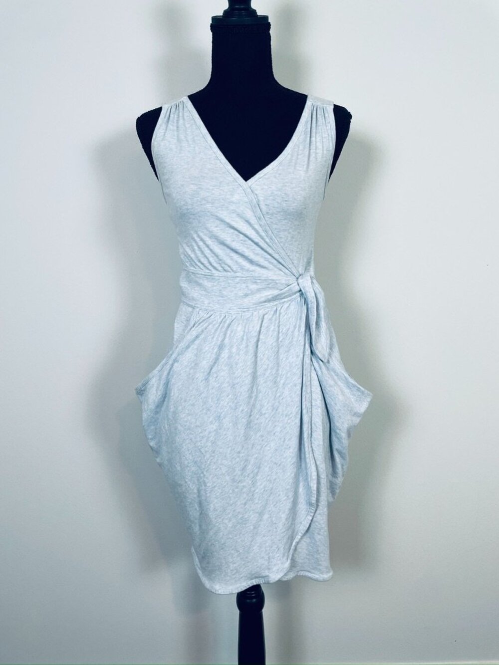 MARC BY MARC JACOBS Baby Blue Melange Draped Wrap Jersey Dress XS